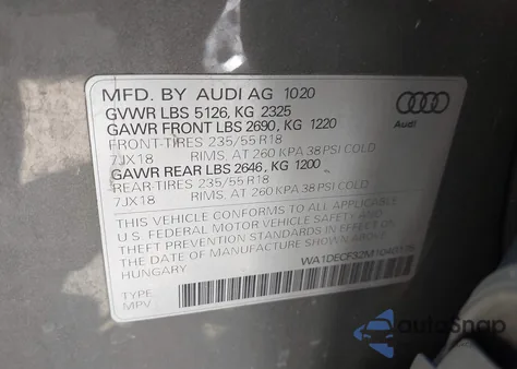 2021 Audi Q3 Premium 45 Tfsi S Line Quattro Tiptronic from USA, damaged, VIN WA1DECF32M1040175